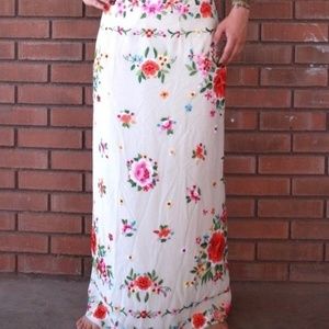 Anthropologie Embroidered Maxi Skirt